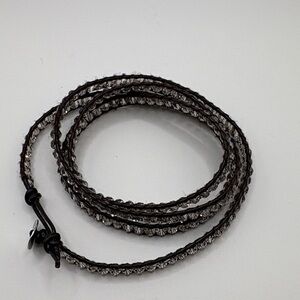 Victoria Emerson Brown Leather Wrap Bracelet
